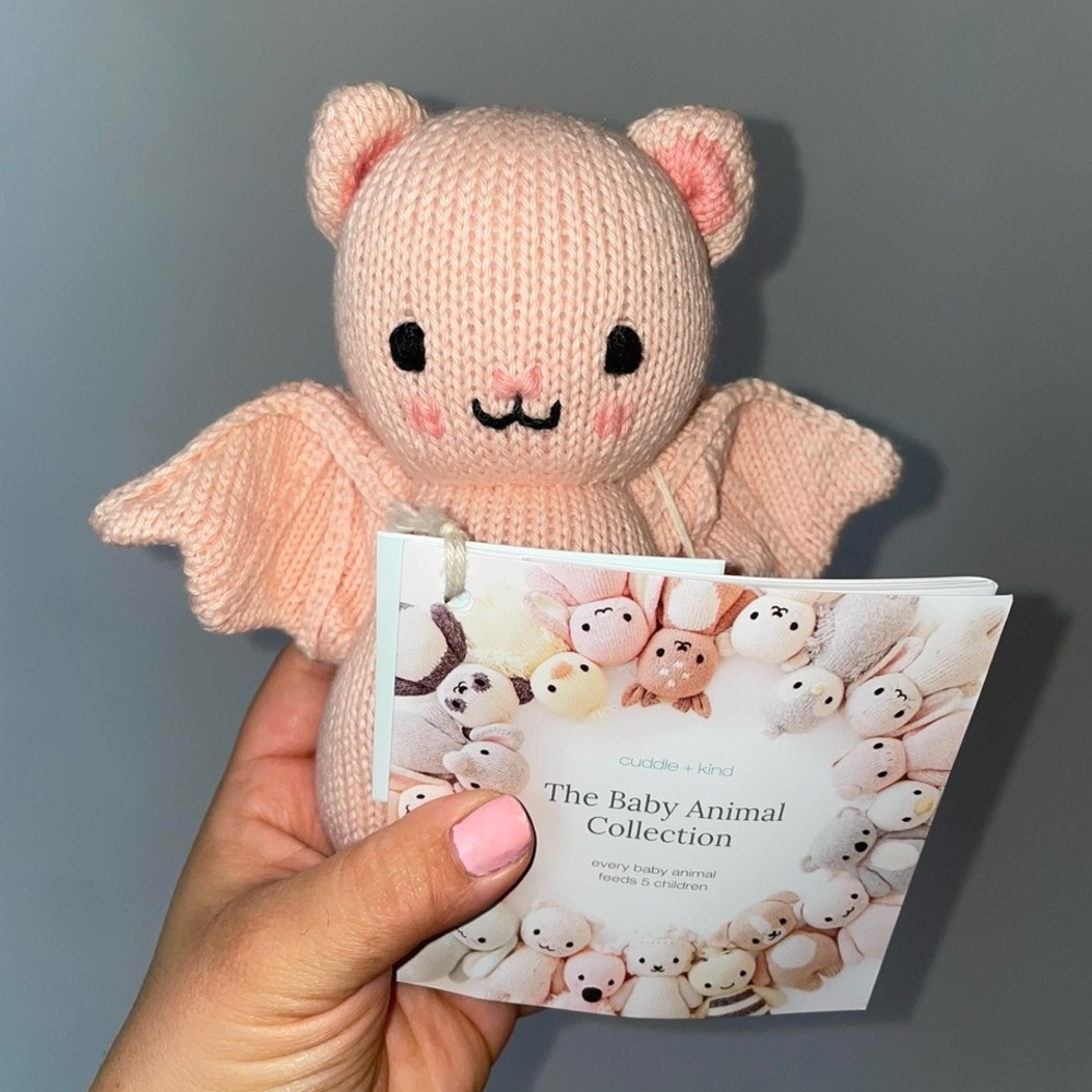 Cuddle + Kind Pink Knit Bat Plush